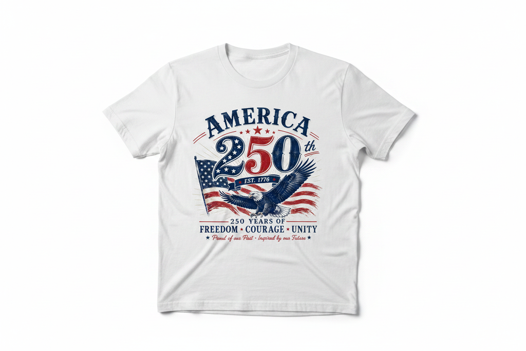 White T-Shirt - America 250th Est. 1776 Eagle