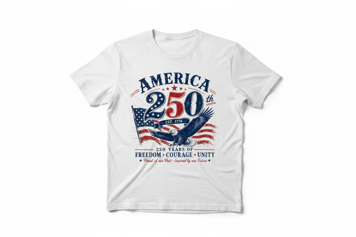 White T-Shirt - America 250th Est. 1776 Eagle