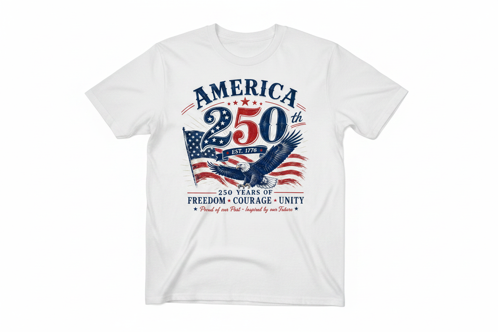 White T-Shirt - America 250th Est. 1776 Eagle