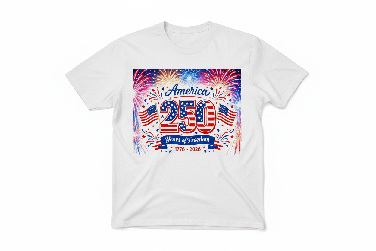 White T-Shirt - America 250 Years of Freedom
