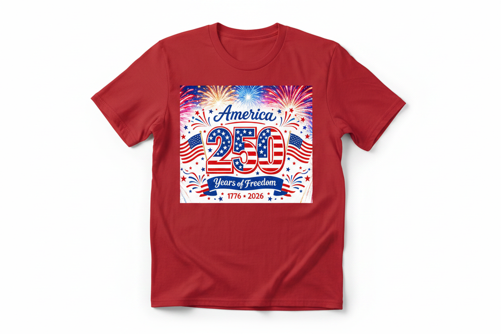 Red T-Shirt - America 250 Years of Freedom